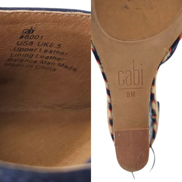 Cabi Isla Espadrille Wedge Sandals Womens 8 M Ankle Wrap Navy Suede Aztec 6001 - Picture 8 of 14